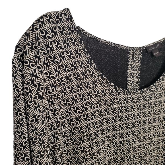 J Jill Wearever Sz XL Tunic Jersey Knit Back Button Floral Geo Hi Lo Hem Stretch - Picture 6 of 8